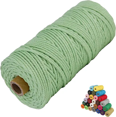 Miniatura 9 de Cordón de algodón para macramé, hilo torcido de 4 capas, cuerda de algodón natural, suministros perfectos de macramé, para hacer soportes colgantes