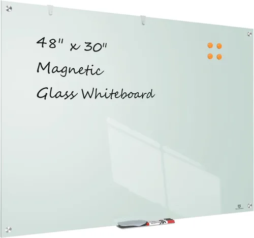 Miniatura 18 de TSJ OFFICE - Pizarrón de cristal calendario - 48 x 36 pulgadas, pizarra de borrado en seco para montar en la pared, planificador anual grande