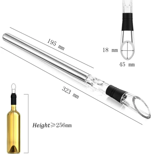 Miniatura 6 de YouYah - Enfriador de vino 3 en 1 de acero inoxidable para botellas de vino, barra enfriadora rápida de vino sin hielo con aireador y vertedor