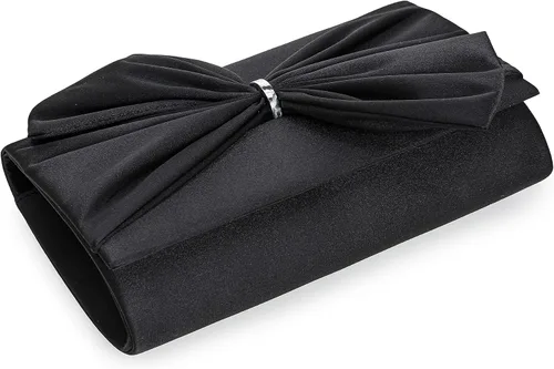 Miniatura 4 de CHARMING TAILOR Bolso formal de satén con lazo para mujer, bolso de embrague elegante para bodas, bailes, fiestas
