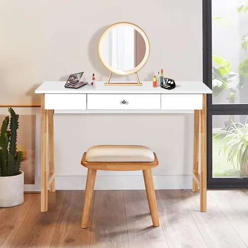 Miniatura 4 de COSTWAY Escritorio para computadora de 42 pulgadas con cajón de almacenamiento, moderna mesa de estudio de escritura en casa con patas de madera
