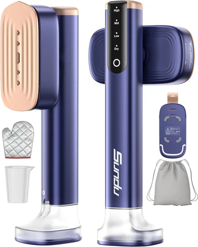 Miniatura 14 de Vaporizador de viaje para ropa con depósitos de agua de 6.1 fl oz, calentamiento rápido de 15 segundos, rendimiento de vapor fuerte de 0.91 oz/yd²