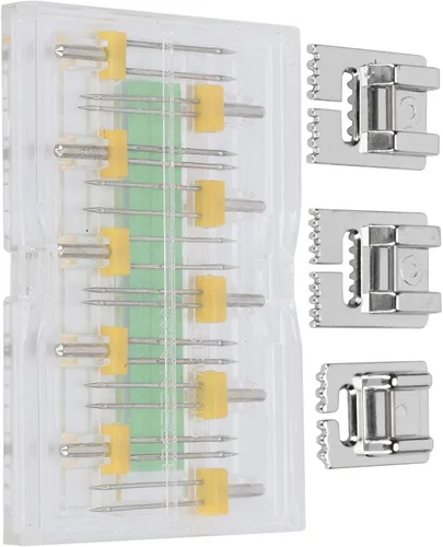 10 agujas dobles para máquina de coser, agujas dobles, agujas dobles con 3 prensatelas, herramientas para máquinas de coser para el hogar