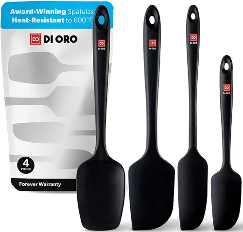 DI ORO Juego de espátulas de silicona – Espátulas de cocina de goma para hornear, cocinar y mezclar – Resistente al calor a 600 °F y libre de BPA