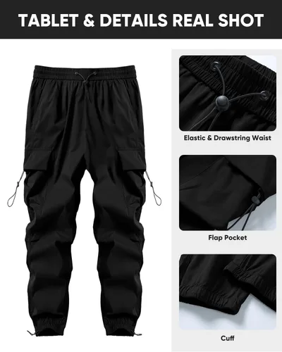 Miniatura 4 de JMIERR Pantalones Cargo Holgados para Hombre de Moda Casuales Pantalón de Paracaídas Ajuste Holgado Harem Joggers con Bolsillos para Ropa Urbana
