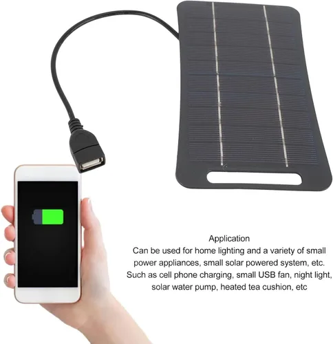 Miniatura 4 de Cargador de panel solar, 5W 5V Panel solar portátil Cargador de energía solar USB monocristalino módulo de panel solar portátil para camping, viajes
