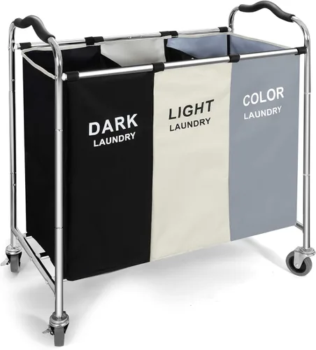 Cesta de lavandería de 240L, cesta de almacenamiento grande, organizador de 3 secciones para ropa sucia, juguetes, toalla, 16 x 30 x 35 pulgadas,