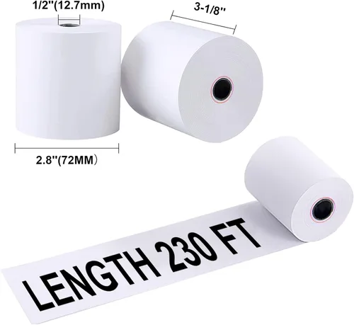 Miniatura 2 de Jayard Rollos de papel térmico de 3-1/8 pulgadas x 230 pies para tarjetas de crédito, impresora de posición de cinta prémium de caja registradora