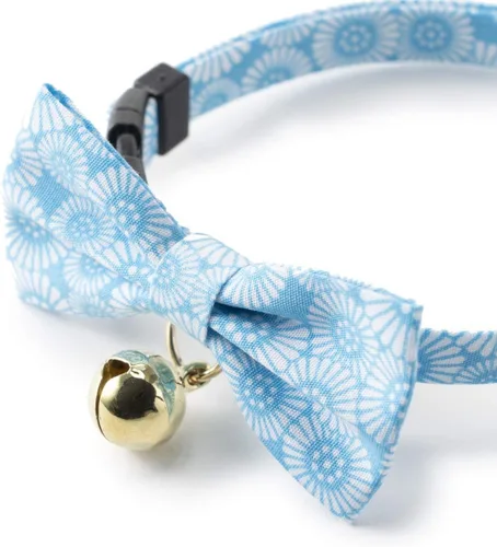 Miniatura 9 de Necoichi Kiku Ribbon Bow Tie Cat Collar (azul bebé)