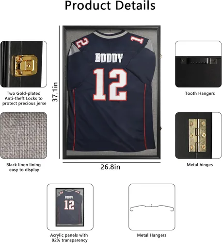 Miniatura 2 de IHEIPYE Vitrina Grande para Camisetas con Cerradura, Vitrina Expositora para Camisetas Deportivas con Protección UV del 98% Acrílico y Percha