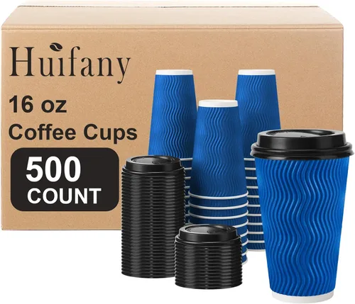 Miniatura 16 de Paquete de 100 tazas de café desechables de 8 onzas con tapas, tazas de café calientes aisladas para bebidas calientes y frías