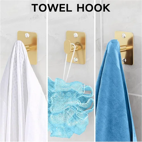 Miniatura 5 de KLJKPA - Juego de accesorios de baño, juego de 4 piezas de accesorios de baño dorados, barra de toalla de 24 pulgadas, toalleros para baño, ganchos