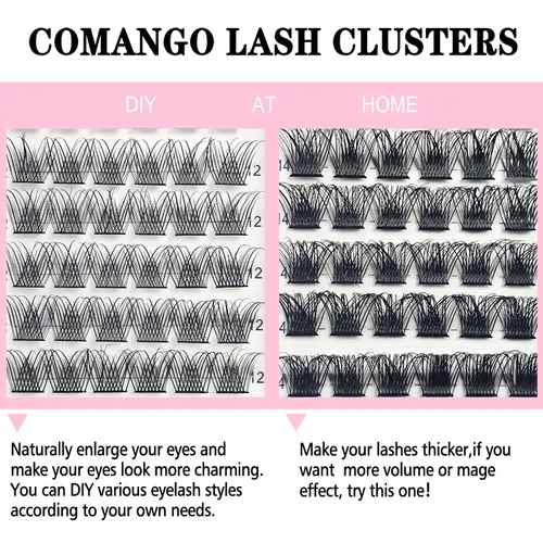 Miniatura 4 de Extensiones de pestañas en racimo de pestañas DIY Curl C/D Comango Mega Volumen, Pestañas Individuales Extensiones de Pestañas Extensiones