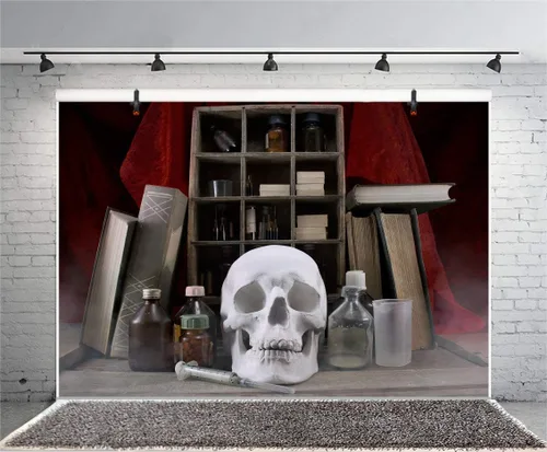 Miniatura 4 de Leyiyi - Disfraz de Happy Halloween, para fotografía de fondo de truco o para árbol de Navidad, carnaval, fantasma de luna completa, bates