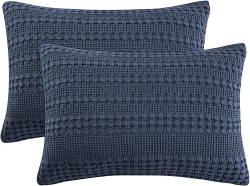Miniatura 64 de PHF Fundas de almohada con tejido de gofre de 24" x 24", paquete de 2, funda de almohada cuadrada 100% algodón para decoración de ropa de cama, sin