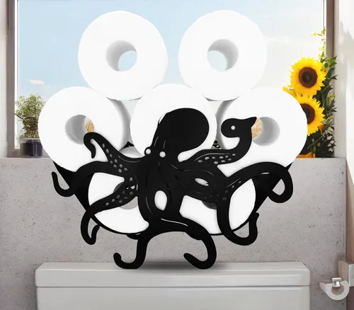 Miniatura 22 de Black Bear - Soporte de papel higiénico de metal, divertido soporte de papel de animales para baños, organizador independiente con capacidad para 8