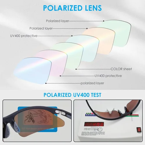 Miniatura 6 de GoLight Polarized Wraparound Sports Sunglasses for Men & Women – UV400, Anti-Glare, Lightweight Frame with Metal Hinges Espejo negro brillante/dorado
