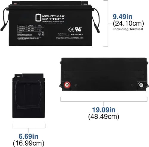 Miniatura 2 de Mighty Max Battery Batería de repuesto SLA de 12V 150AH para Power-Sonic 1215008418
