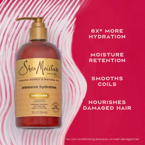 Miniatura 4 de SheaMoisture, acondicionador capilar de hidratación intensiva de miel de manuka y aceite de mafura, 13 onzas