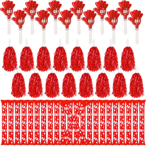 Miniatura 7 de Hungdao 60 piezas de regalos de fútbol de regreso a casa incluyen 24 palos de trueno, 12 palitos de animación, 24 pompones de animadora para eventos
