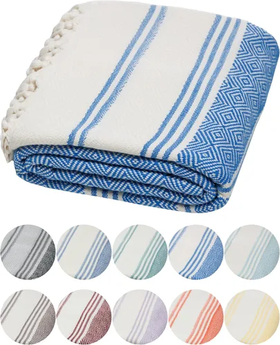 Miniatura 20 de DEMMEX Organic Diamond - Toalla turca de baño y playa 100% algodón turco certificado Oeko-TEX, ultra suave, de secado rápido, ligera, toalla