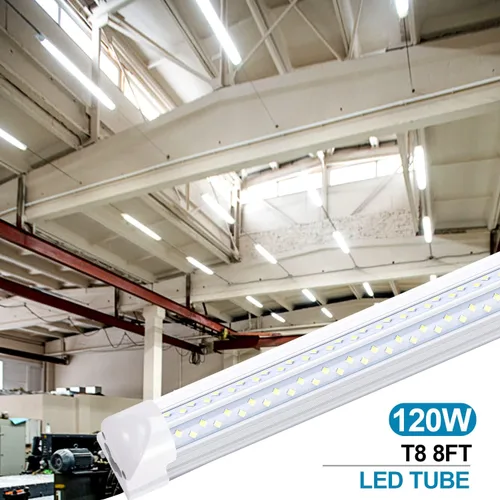 Miniatura 5 de Luz de tubo integrada en forma de V T8 de 8 pies, doble lado, 4 filas, lámpara LED de 120 W, AC85-277V 14400 lúmenes 6000 K blanco frío, luz LED