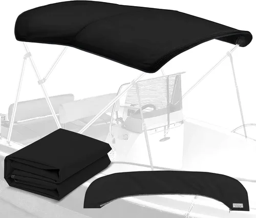 Lona universal de repuesto Bimini de 4 arcos, lona superior Bimini solo con funda de almacenamiento con cremallera, grado marino 900D, impermeable,