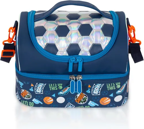 Miniatura 15 de Bolsa de almuerzo aislada de doble piso para niños, bolsa de comida grande para el regreso a la escuela, para niños, niñas, hombres y mujeres