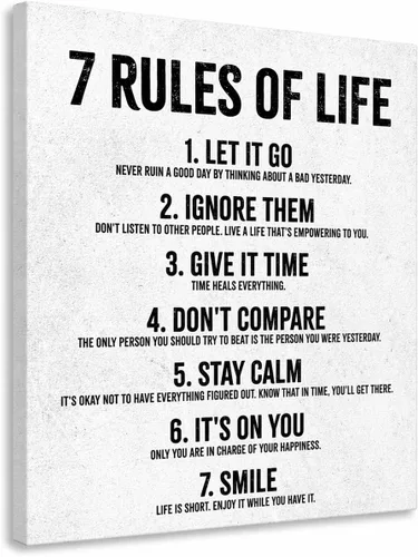 Miniatura 14 de HoneyKICK Póster de pared motivacional 7 Reglas de la Vida, 7 reglas de la vida, 11 pulgadas de ancho x 14 pulgadas de alto, decoración de pared