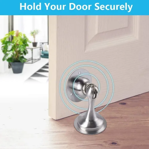 Miniatura 3 de Tope magnético para puerta, de acero inoxidable, con bloqueo magnético, cinta adhesiva de doble cara 3M, sin perforaciones, tornillos para un