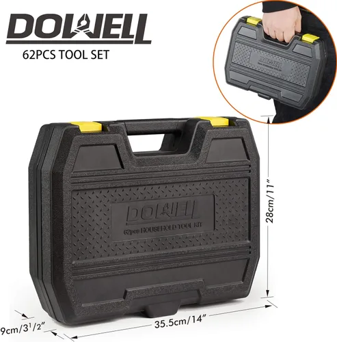 Miniatura 8 de DOWELL Juego de herramientas Kit de herramientas 62PCS Juego de herramientas para propietarios de viviendas Llave Alicates Juego de destornilladores