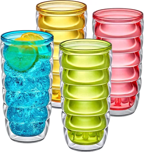 Miniatura 5 de Amazing Abby - Arctic - Vasos de plástico aislantes de 24 onzas (juego de 4), vasos de plástico de doble pared, vasos altos transparentes, vasos