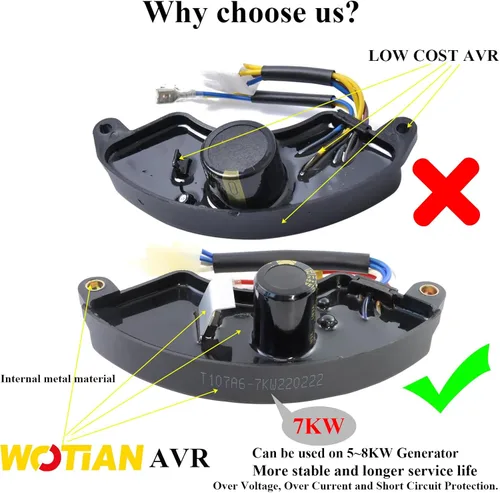 Miniatura 2 de WOTIAN Generador AVR Regulador de voltaje automático apto para generador Champion 6500w para Predator 8750 Honda Blackmax Generac Duromax Firman