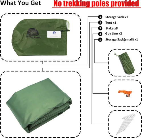Miniatura 6 de 2-Person Trekking Pole Tent for Backpacking - Ultralight A-Frame Backpacking Tent, Two Person Waterproof Hiking Tent for Camping, Lightweight