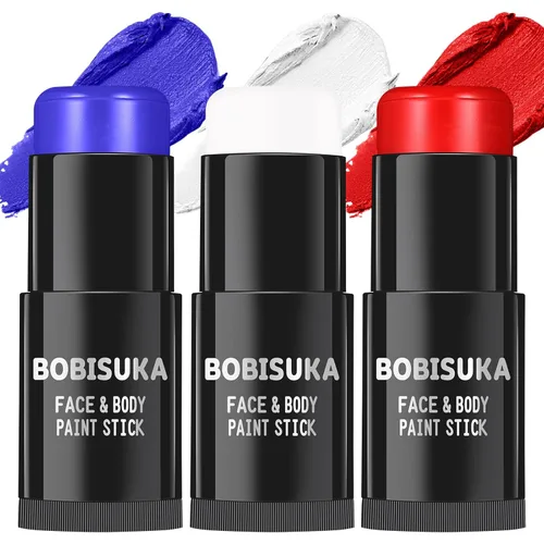 Miniatura 7 de BOBISUKA Palo de pintura facial dorada, impermeable, metálico, dorado, de cuerpo completo, kit de pintura mezclable para Halloween, maquillaje SFX