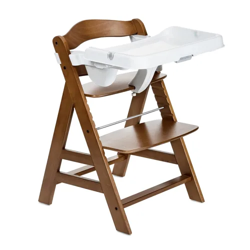 Miniatura 9 de hauck Alpha Bandeja de mesa antideslizante extraíble para silla alta con profundidad ajustable, compatible con crecimiento de madera Alpha+ y Beta+
