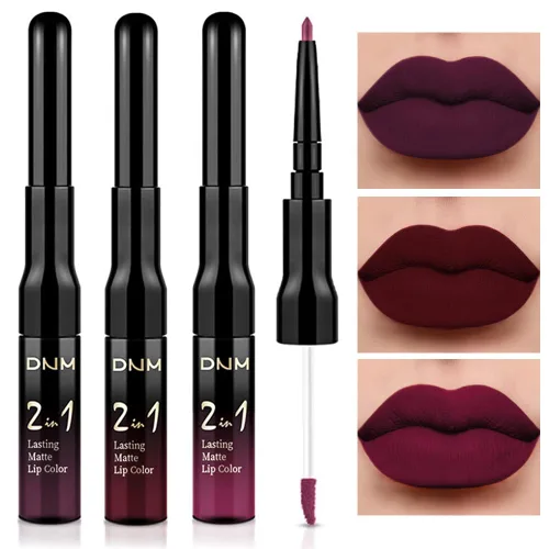 Miniatura 14 de evpct 3 Piezas Delineador de Labios Mate Ciruela Oscuro Morado Rosa Rojo Oscuro y Juegos de Lápiz Labial Líquido para Mujeres de Larga Duración