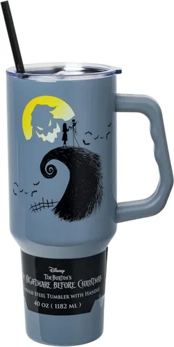 Miniatura 38 de Silver Buffalo Disney Lilo and Stitch Aloha - Vaso de acero inoxidable de doble pared con asa y pajilla, se adapta al portavasos estándar, 40 onzas