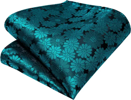 Miniatura 151 de Hi-Tie Corbatas de seda para hombre, diseño de cachemira a rayas, con bolsillo, gemelos cuadrados, conjunto formal de negocios