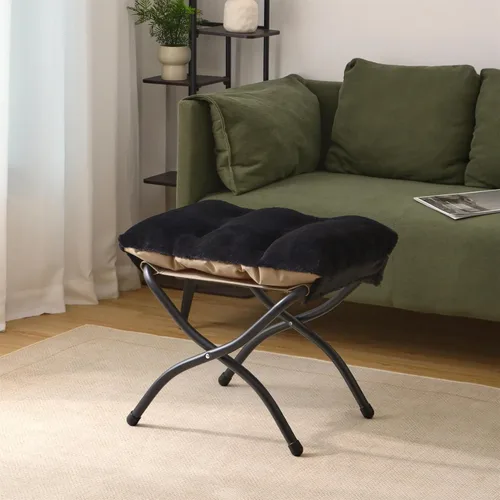 Miniatura 2 de Otomana Plegable de 15"(A), Taburete Reposapiés Plegable, Taburete Pequeño Portátil para el Pie para Sofá, Otomana Reposapiés Plegable Colapsible