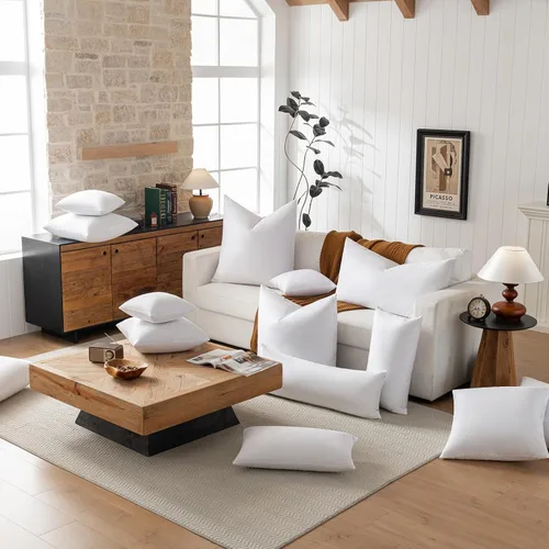 Miniatura 4 de basic home Insertos de Almohadas Decorativas de 12x20 - Insertos de Almohadas de Plumas de Plumón - Oblongo - Tela de Algodón - Juego de 2 - Blanco.