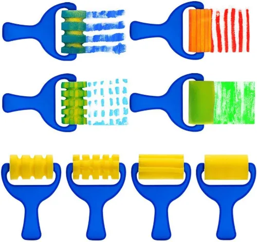 Miniatura 3 de 53 pinceles de pintura para niños, esponjas de pintura, lavables, juego de pinceles de pintura para niños pequeños de aprendizaje temprano, esponjas