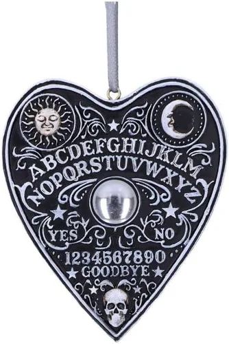 Nemesis Now Spirit Board - Adorno colgante de planchette de 3.3 in, resina, negro, adorno colgante de tablero espirituoso, decoración festiva
