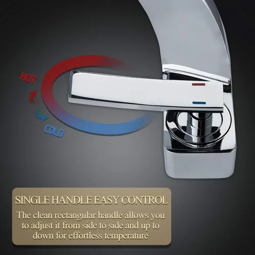 Miniatura 5 de BECOLA Grifo cromado para lavabo de baño, grifo de un solo orificio para lavabo de baño, latón macizo con dos mangueras estándar de 3/8 pulgadas