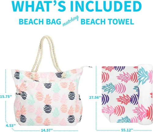Miniatura 2 de Bolsa de playa espaciosa bolsa de viaje y gimnasio con múltiples bolsillos y cremallera fuerte
