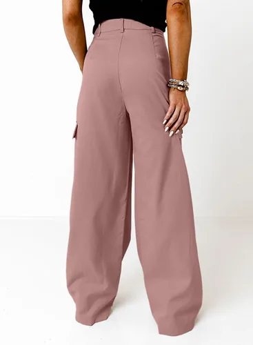 Miniatura 7 de Dokotoo - Pantalones cargo de cintura alta y pierna ancha para mujer, pantalones holgados de trabajo casuales con 4 bolsillos