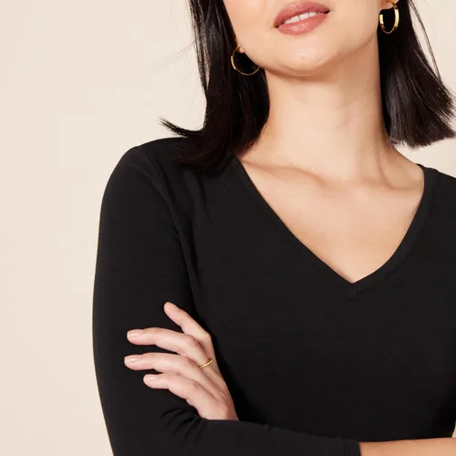 Miniatura 4 de Tienda Essentials - Camisa de manga 34 y cuello en V para mujer