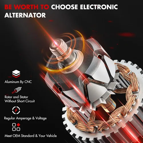 Miniatura 6 de Nuevo alternador apto para Chrysler Pacifica V6 3.5L 2004 2005 2006 (Touring/Base/Limited), alternador de alto rendimiento de 145 amperios