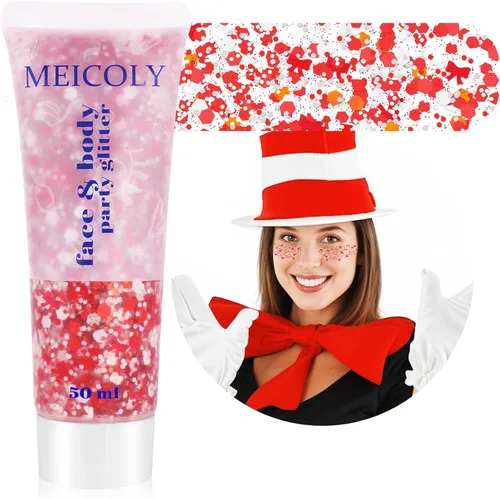 Miniatura 22 de MEICOLY Purpurina corporal roja, blanca y azul, accesorios del 4 de julio, purpurina para el cabello para niños, atuendos del 4 de julio