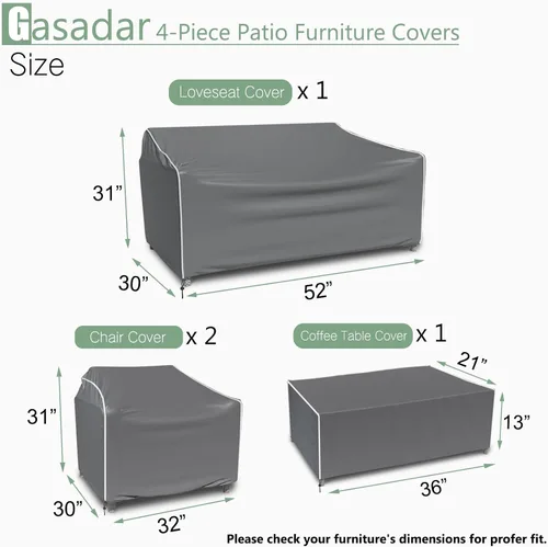 Miniatura 2 de Gasadar Funda Impermeable para Muebles de Exterior, Fundas para Juego de Muebles de Patio para Sofá Biplaza de Patio, Silla, Mesa de Café, 600D